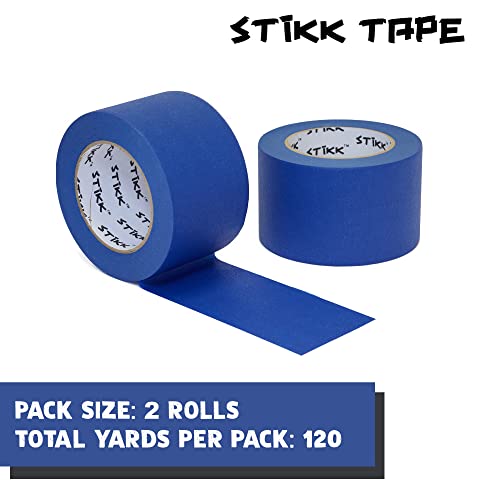 Image of STIKK Painters Tape - 2pk Blue Painter Tape - 3 inch x 60 Yards - Paint Tape for Painting, Edges, Trim, Ceilings - Masking Tape for DIY Paint Projects - Residue-Free Painting Tape