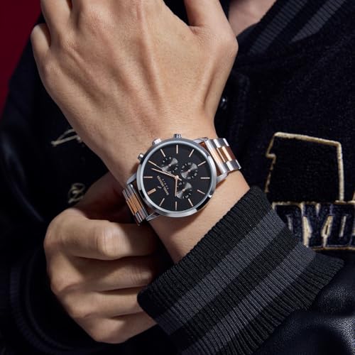 Image of Daniel Hechter Paris Wagram Collection Chronograph Watch for Men with Round Dial, Quartz Movement, Three Sub-Dials and Stainless Steel Strap - DHM1051