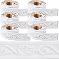 CRASPIRE 532 x 2in Crown Molding Peel and Stick Foam White Self Adhesive Flexible Trim 3D Sticky Vintage Decorative Wallpaper Border Wall Edging Foam Baseboard Mirror Border Wall Lines Hotel DIY Decor