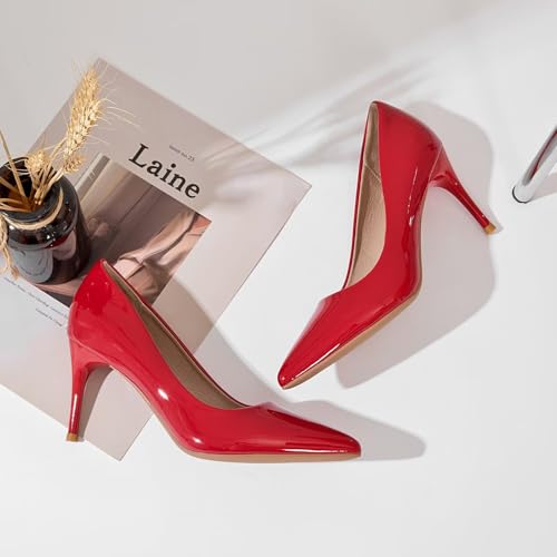 Image of Women's Low Kitten Heel Pumps Classic Fashion Dress Pumps Simple Heeled Shoes for Office Work