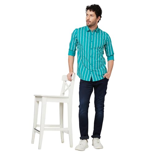 Image of Spykar Men's Regular Fit N /A Full Sleeve Striped Casual Shirts