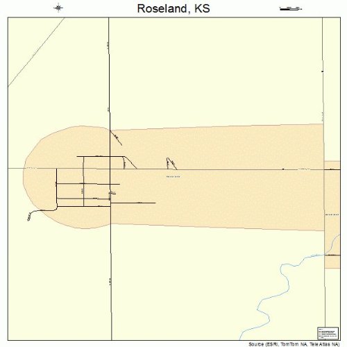 Large Street & Road Map of Roseland, Kansas KS Printed poster size