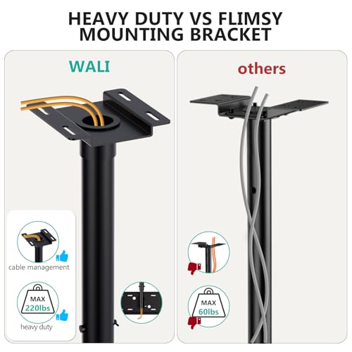Image of WALI Ceiling TV Mount for 42-90 inch, Hanging Adjustable TV Ceiling Mount Bracket Fits Most LED, LCD, OLED 4K TVs, Holds up to 220lbs, Max Mounting Holes 800x400mm (CM4290), Black