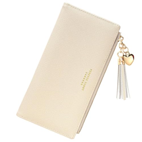 Image of Valentoria Womens Wallet Cute Elegant Long Slim Card Holder Case Minimalist Coin Purse Thin Tassels Zip Clutch Wallets for Girls Ladies | Cute