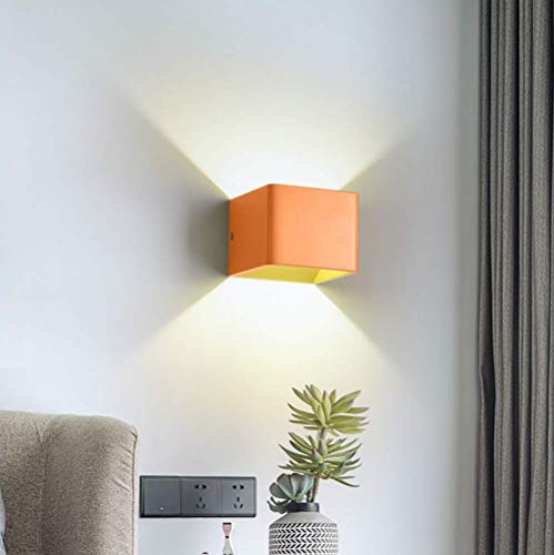 Hertl Applique murale carrée moderne à LED en métal coloré, mini lampes murales de 3,94 pouces de large for couloir, couloir, chevet (noir, lumière...