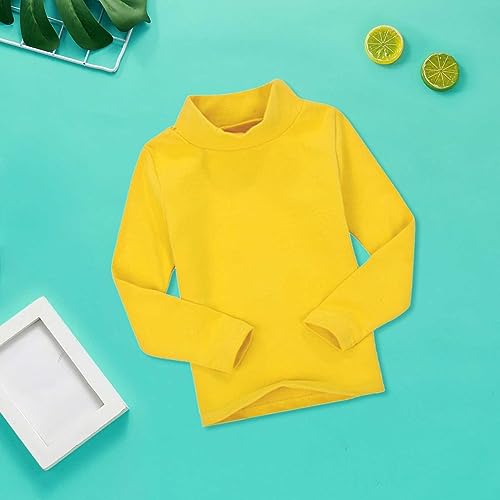 Kids Girls Solid Color Cotton Turtleneck T-Shirt Baby Long Sleeve Mock Neck Tee Tops Boys Autumn Winter2
