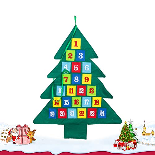 Enfeites de tecido com pingente para pendurar calendário de contagem regressiva de árvore de Natal p