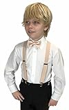 Spencer J's Boys X Back Suspenders & Bowtie Set Variety of Colors (Peach)