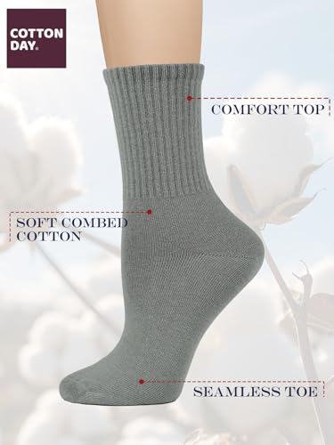 Image of COTTON DAY Women's Soft Combed Cotton Socks Seamless Toe Black White Navy
