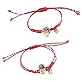 wrtgerht 2 Stück rote Schnur geflochtenes Armband chinesisches Paar Armband Oper Ornament rote Seil Armbänder Handketten for Valentinstag Weihnachten Geburtstag Hochzeit hochzeitsdekorationen
