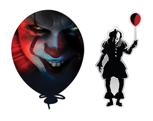 Image of Elektroplate Pennywise & Balloon It Movie Dynamic Car Decal Set of 2 | Officially Licensed, Weatherproof Automotive Grade Horror Movie Vinyl Sticker for Water Bottle, Laptop & More