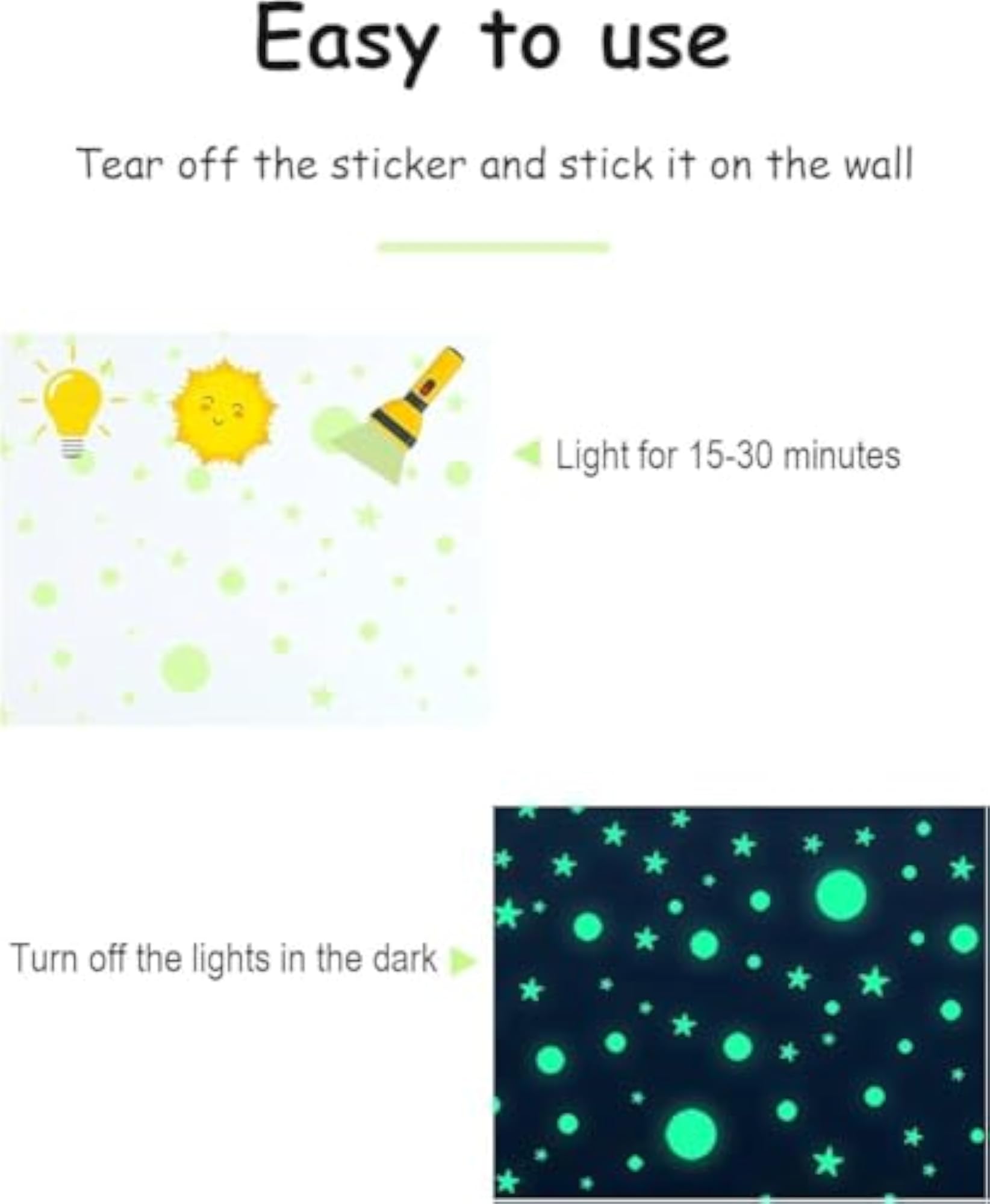 Glow in The Dark Star & Moon Wall Stickers, Celestial Decor