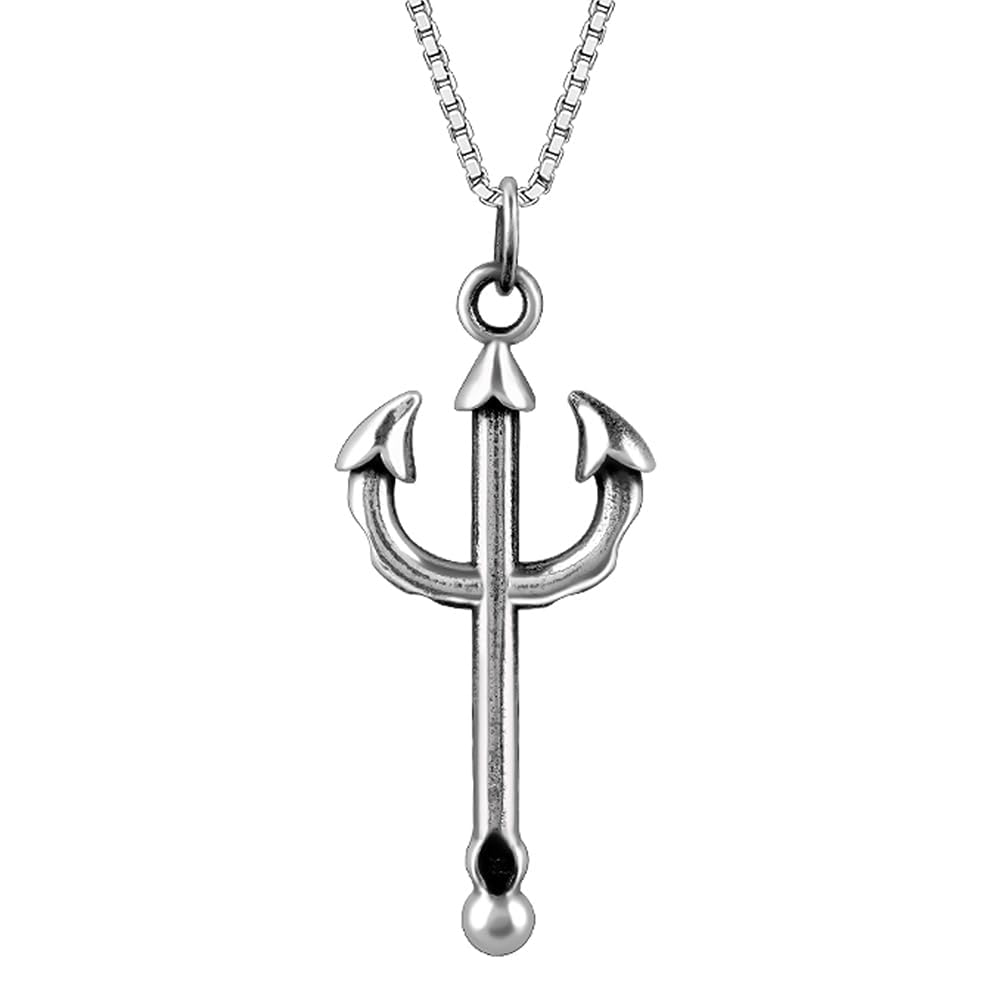 925 oxidised silver trident pendant with box chain for him| necklace to gift women & girls | with certificate of authenticity and 925 stamp | 6 months warranty