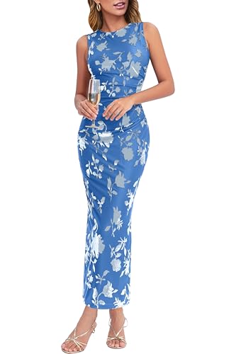 Esooland Women's Summer Spring Cocktail Formal Wedding Guest Dress Sleeveless