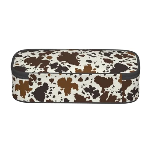 Image of Brown Cow Print Pencil Case Organizer Big Capacity Pencil Pouch Stationery With Zipper School Supplies Pencil Bag For Girls Boys Office, j56tsd