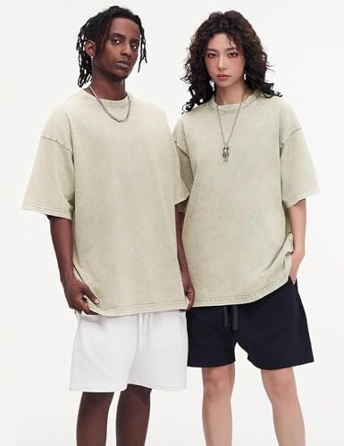 Image of Arssm Men Oversized T Shirts Vintage Tee Loose Fit Short Sleeve Casual Streetwear Baggy Washed Unisex Tops