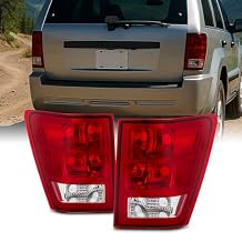 AKKON - Fit 2005 2006 Jeep Grand Cherokee 05-06 Halogen Type Tail Lights Rear Brake Lamp Red Clear OE Style Direct Replacement Driver - Passenger Side