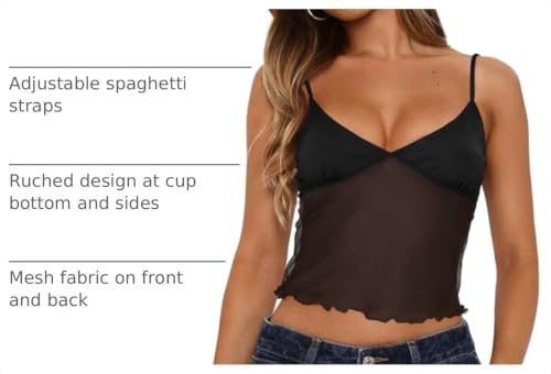 Image of Avidlove Bralettes for Women Mesh Tank Top Slim Y2K Camisole See Through Sheer Bralette Party Club Top