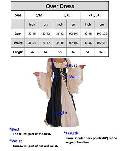 Abaowedding HS0809-S-BU Womens'S Medieval Renaissance Costume Cosplay Chemise And Over Dress Small/Medium Wine Red And Ivory thumb #4