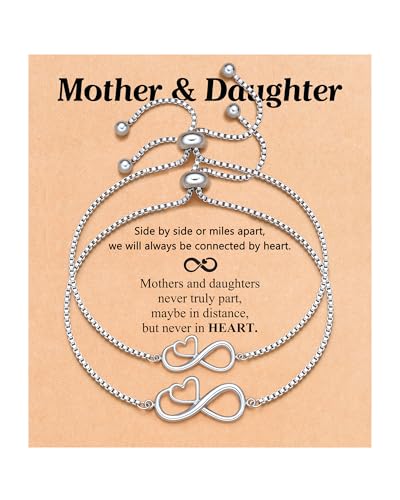 Matching Infinity Heart Bracelets Mom and Daughter Jewelry Christmas Valentines Birthday Gifts