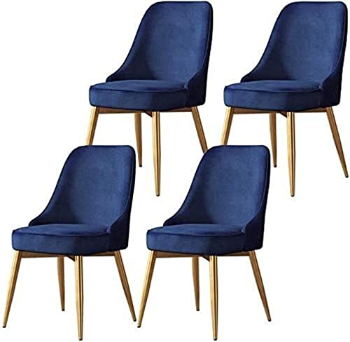 SJIALEN Modern Dining Chairs Set of 4, for Office Kitchen Lounge Dining Room Chair Soft Cushion Metal Legs Slip Feet Dining Chairs Kitchen Chair (Color : Blue, Size : 50x52x85cm)
