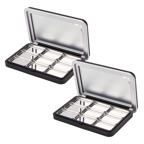 NICENEEDED Paleta de Sombras de Ojos Vacía de 2 Pieza, Paleta de Maquillaje Grids Blush Pallet 9, Caja de Almacenamiento para Paletas de Sombras de Ojos, Organizador de Maquillaje DIY