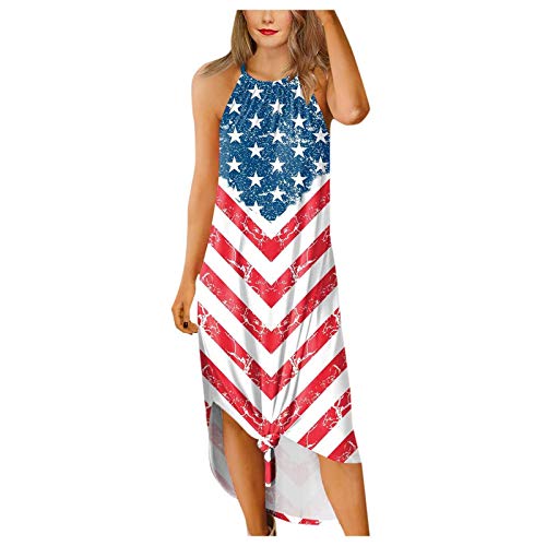 Stripped Dress Woman Dress Loose Independence Print Day Casual Summer Camisole Women's New Year Eve Dresses for Women