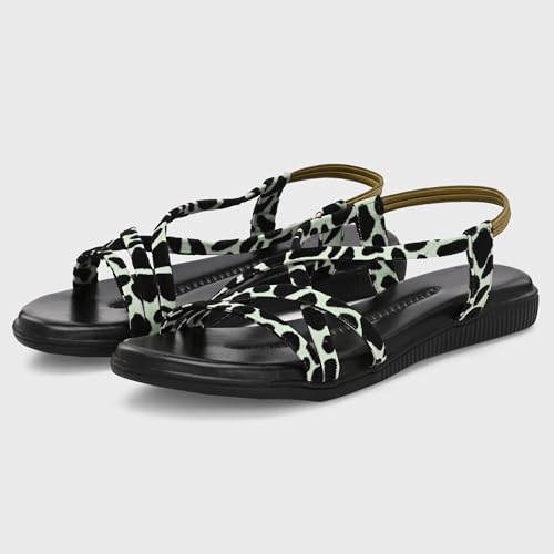 Image of Centrino Women's Sandals | Trendy Stylish Slip-On Open Toe Sandals for Ladies | Animal Print Cross Strap Comfortable Casual Flip-Flop Sandals | Lightweight and Durable Fashion Footwear(9328)