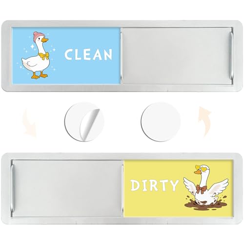 Dishwasher Magnet Clean Dirty Sign - Cosmisun Funny Goose Clean Dirty Magnet for Dish Washer Silly Stainless Steel Double Sided Dishwasher Magnetic Flip Indicator for Home Kitchen Decor