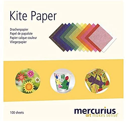Image of Mercurius Kite Paper 6"x6" Transparent Paper for Art Decorations at Home or School - 100 Colored Paper Sheets Block for Vibrant Origami, DIY Projects and Kids Crafts (11 Assorted Standard Colors)