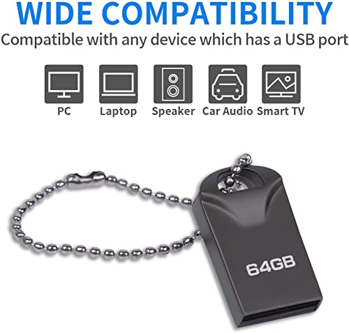 64Gb Usb 2.0 Flash Drive,Luckgood886 Metal 64 Gb Thumb Drives Usb Memory Stick With Keychain 64G Usb Pen Drive For Data Storage And Transfer,Grey #TOP2