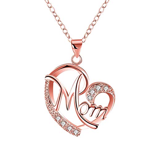 HTDBKDBK Mom Necklace,Birthstone Jewelry Love Heart Pendant Mothers Necklace for Women Mama Aunt Grandma Mother's Day Birthday Gift