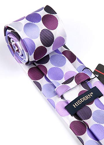 Image of HISDERN Polka Dot Ties for Men Classic Silk Ties and Pocket Square Formal Business Necktie Handkerchief Wedding Party