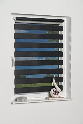 K-home Klemmfix Doppelrollo Andorra ohne Bohren - Anthrazit 60 x 150 cm (B x L)