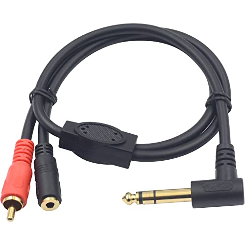 Duttek 90 Degree 6.35mm 1/4" to RCA Male and 3.5mm 1/8" Female Stereo Audio Cable,6.35mm to 3.5mm Audio Jack,RCA to 6.35mm Audio Cable Extension Cord for Headphones MP3 Players