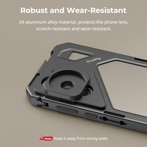 SMALLRIG T-Mount auf 37-mm-Gewindeobjektiv-Adapterring für Samsung S24 Ultra Mobile Video Cage 4601 und für Telefonkäfig mit T-Mount - 4603