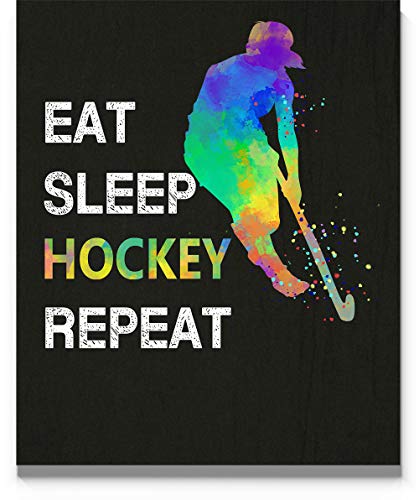 Eat Sleep Hockey Repeat Wall Art, 11x14 Unframed Print Poster, Gift for Girl Field Hockey Player, Hockey Coach, Referee, and Field Hockey Lovers