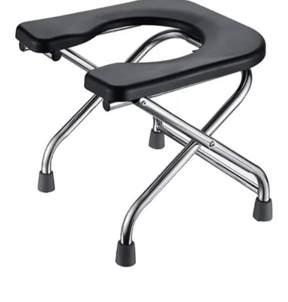 Folding Stainless Steel Shower Commode Chair with Toilet Seat, Blue, Anti-Skid Mobile Bathroom Stool for Elderly, Disabled, Pregnant Women-image-14