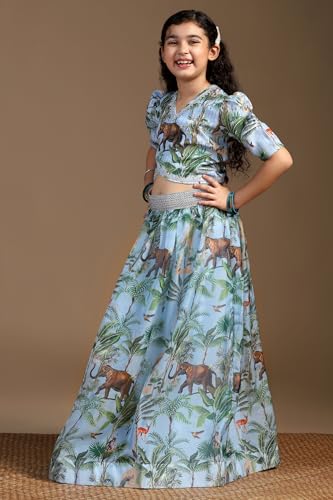 Image of Fashion Dream Girl's Silk Blend Readymade Lehenga Choli Set |Lehenga Choli for Girls|Ethnic Wear|Kids Lehenga