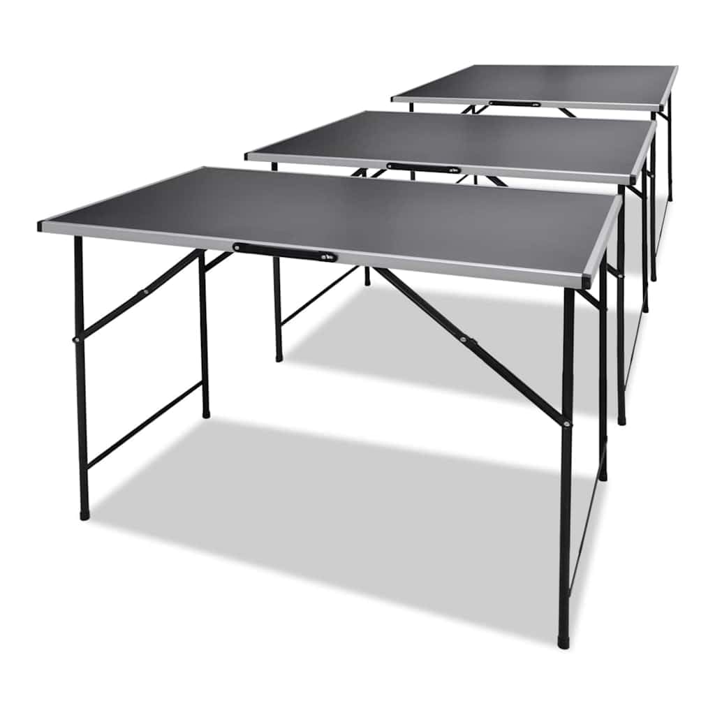 3 tavolini da tappezzeria, pieghevoli, mobili, con piano in MDF e gambe in ferro, salvaspazio, per giardino, balcone, officina, feste, campeggio, home office, fiere, seminari, sala da pranzo