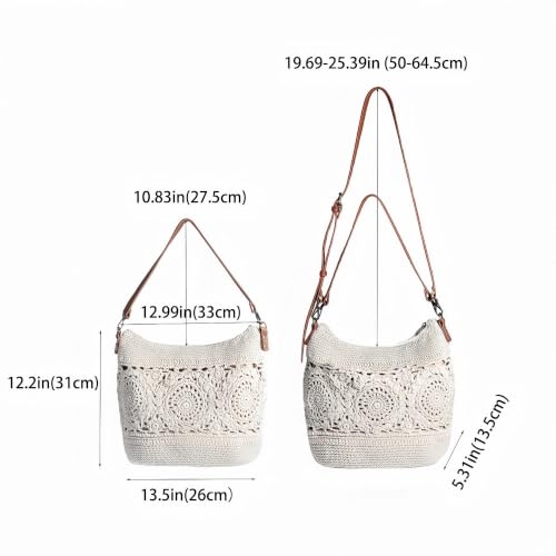 Image of Eiyye Boho Crochet Crossbody Bag Women Handmade Hobo Purse Large Tote Bag for Summer BeachTravel Daily Use