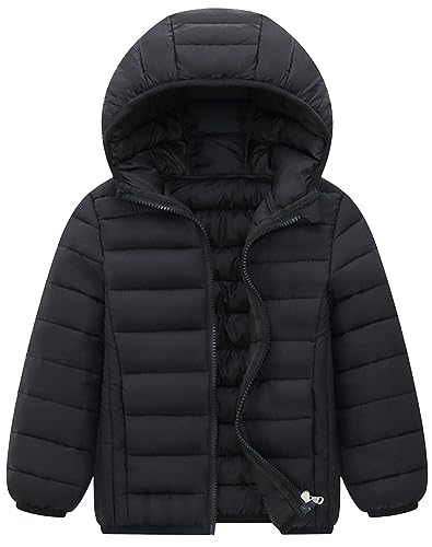 Happy Cherry Kids Toddler Boy and Girl Lightweight Puffer Jacket with Packable Hooded Warm Windproof Winter Jacket Coat