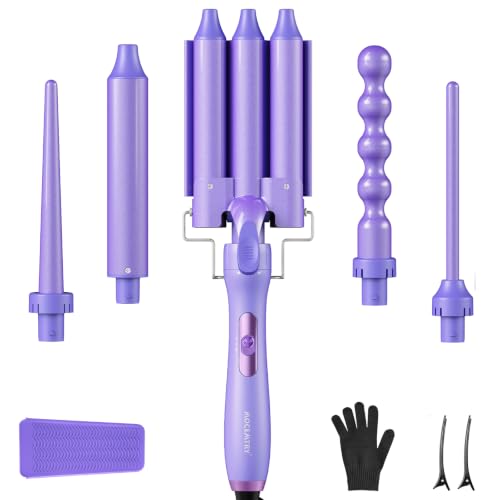5 in 1 Curling Wand Set 3 Barrel Hair Crimper Waver Ceramic Curling Iron
