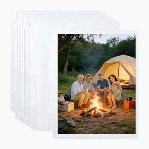Recharge scrapbooking 22,9x27,9 cm lot de 100 protège-pages transparents pour classeur 3 anneaux