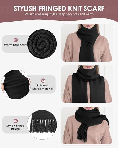 Womens Satin Lined Beanie Scarf Gloves Set, Silk Lined Winter Hats Knit Scarf Touchscreen Gloves, 3 Fashionable Warm Gift Set - Image 5