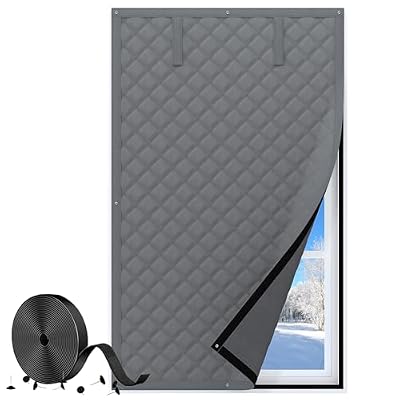 AGHITG Window Insulation for Winter, Thicken Cotton Layer Thermal Window Cover 26" x 38", Heavy Duty Window Insulation Kit Fit Most Window for Keep Heat, Grey