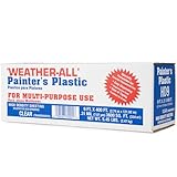Weather-All Clear Painters Plastic Sheeting 9' x 400' (3600 sq ft) – 0.31 Mil High-Density Polyethylene Roll in Self-Dispensing Box – Dust Barrier, Surface Protection for Painting and Construction