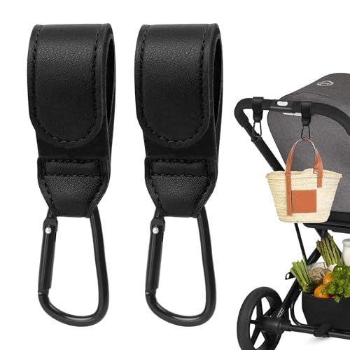 Zssxysm Crochets Poussettes, 2 Pièces Crochet Poussette Accessoire, Mousqueton Accroche pour Sac à Langer, Universel Mousqueton Poussette pour Enfant Voyage Suspendre...