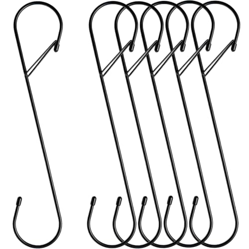 6Pcs S Hooks Hanging 12 inch Heavy Duty Large S Hooks with Safety Buckle Long S Hook for Hanging Plant Utility Hooks Long Heavy Duty Hanging Hooks for Kitchen Bathroom Garden Indoor Outdoor