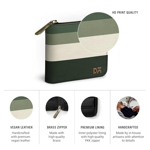 Image of DailyObjects Women's Zip Wallet | Made with Vegan Leather Material | Carefully Handcrafted | Holds up to 8 Cards | Slim and Easy to Fit in Pocket | Coin Pocket with Button Closure